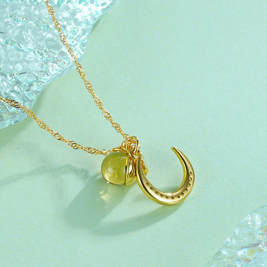 子佩集S925银【月户星窗】套链项链【DSD888】镀金蓝珀2212 商品图3