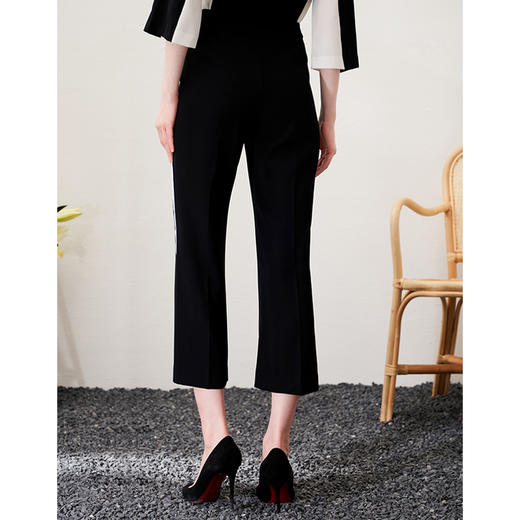 EITIE爱特爱春季新款显瘦通勤撞色微喇阔腿百搭九分休闲裤A2305109 商品图4