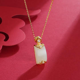 子佩集S925银【无事牌】套链项链【XL020557】镀金和田玉2212