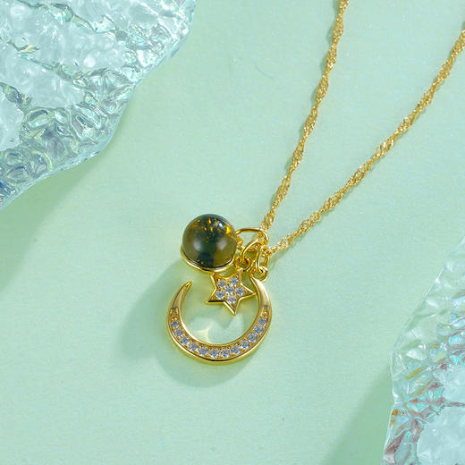 子佩集S925银【月户星窗】套链项链【DSD888】镀金蓝珀2212 商品图1