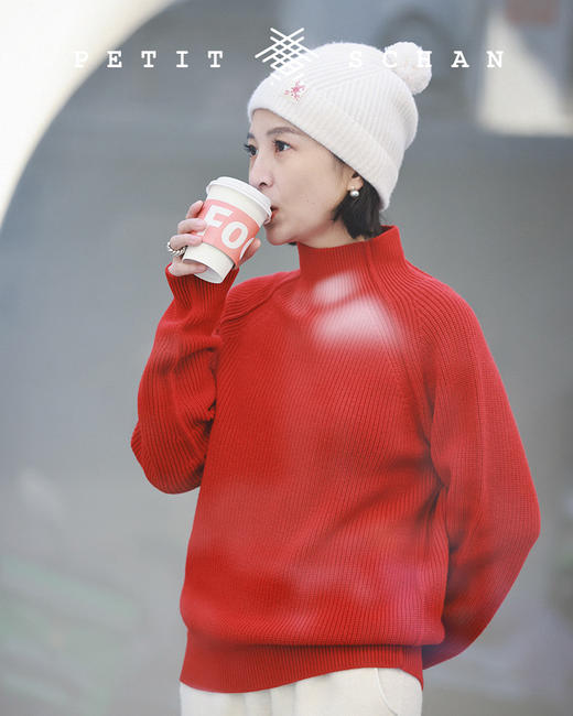 PETIT SCHAN小闪 CLO#126 dawn 曙色 超细美丽诺羊毛立领插肩袖全羊毛针织衫 商品图2