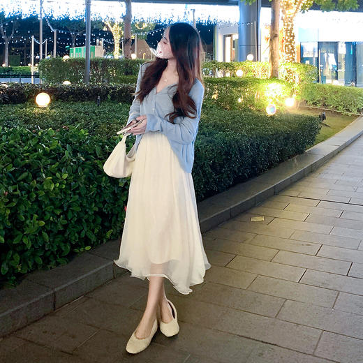 仙女裙温柔小个子2023夏季新款白色纱裙不规则a字网纱半身裙un07 商品图2