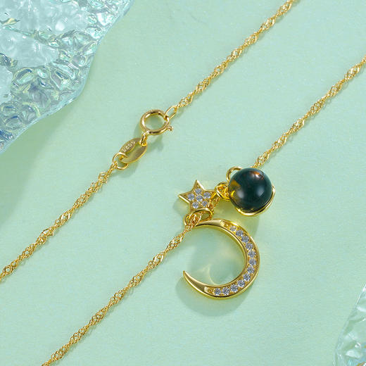 子佩集S925银【月户星窗】套链项链【DSD888】镀金蓝珀2212 商品图2