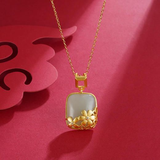 子佩集S925银【画意】和田玉套链项链【WSB7242】镀金和田玉2212 商品图4