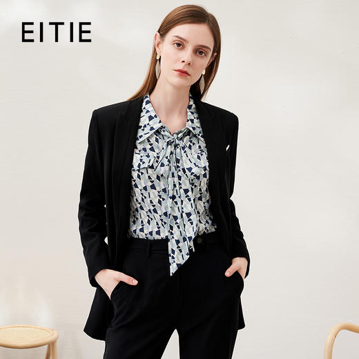 EITIE爱特爱春季新款时尚黑色干练显瘦百搭休闲通勤西装外套A2303103 商品图0
