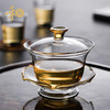 禾器晶彩沁莲盖碗180ml 新品耐热玻璃盖碗单个三才茶碗不烫手沏茶泡茶杯功夫茶具沁莲 商品缩略图3