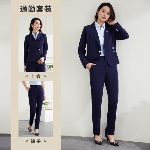 【上衣+裤子】罗蒙春秋款女式套装商务通勤气质大方西服套装女 商品图2