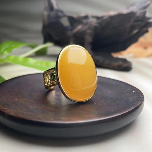 s925蜜蜡戒指-开口云纹大蛋面 商品图0