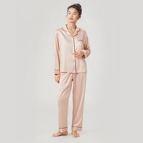 都市丽人哑光弹力色丁薄长袖家居服睡衣新年本命年红品LH31D1