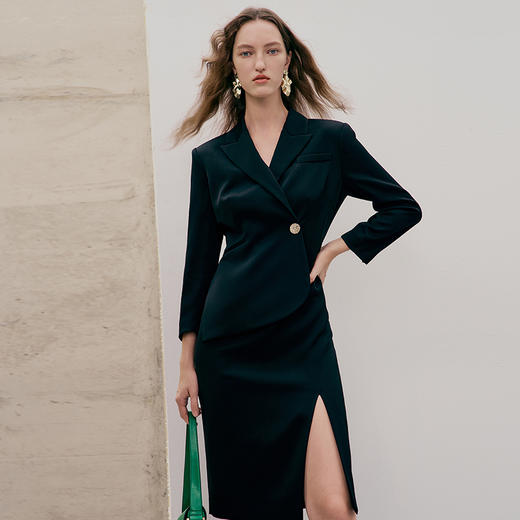 EITIE爱特爱春季新款优雅舒适显瘦开叉连衣裙7307012 商品图4