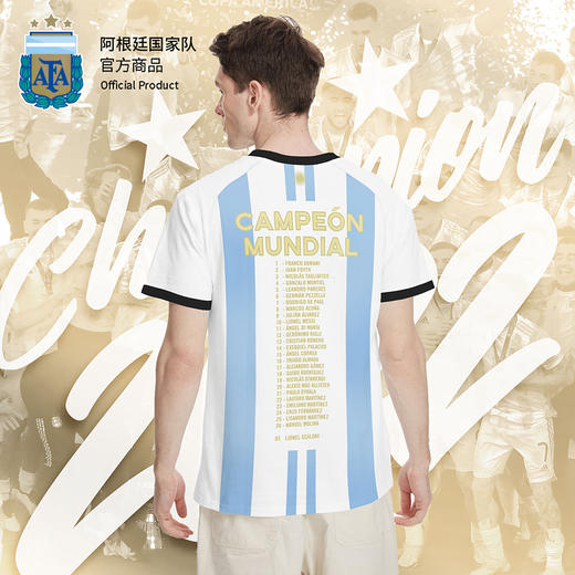 【三星冠军款】阿根廷国家队官方商品丨白色大名单夺冠款T恤梅西 商品图1