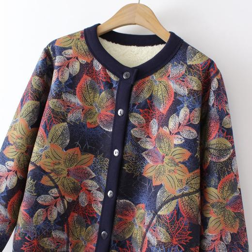 HX92320秋冬加绒外套中老年人妈妈加厚太太开衫 商品图1