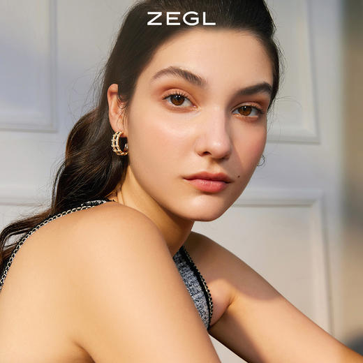 ZEGL设计师山茶花系列复古C型耳环女小众设计感高级耳钉银针耳饰 商品图2