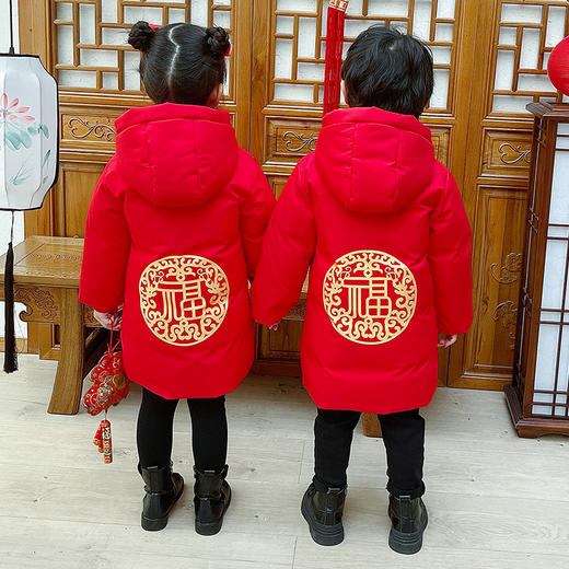 拜年服男童女童，唐装加厚冬装过年QC-福喜拜年服男女 商品图1