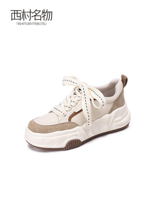西村名物2023春季新款厚底板鞋女溶解鞋增高时尚休闲小白鞋12451 商品图2