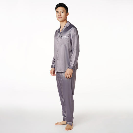 都市丽人男士丝质系列哑光弹力色丁长款薄家居服睡衣套装新年本命年红品FH31F9 商品图1