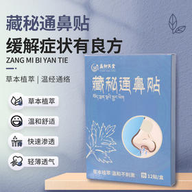 【益初汉堂 藏秘通鼻贴】 草本植萃温和舒适  快速渗透轻薄透气 草本精华放心原料  12贴/盒