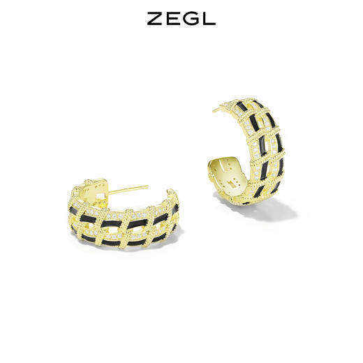 ZEGL设计师山茶花系列复古C型耳环女小众设计感高级耳钉银针耳饰 商品图3