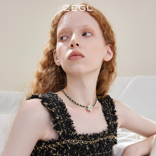 ZEGL小香风山茶花项链女轻奢小众复古法式锁骨链choker项圈脖颈链 商品图5