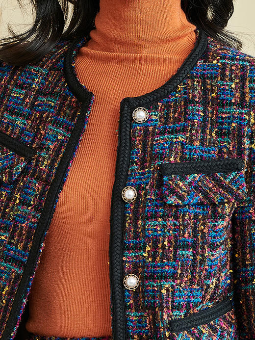 剩L/XL 米思阳2024秋季新款知性优雅宽松短外套气质通勤单排扣上衣女4103 商品图4