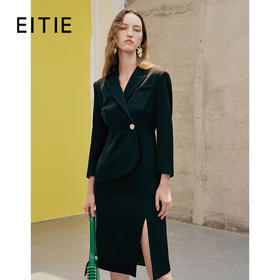 EITIE爱特爱春季新款优雅舒适显瘦开叉连衣裙7307012