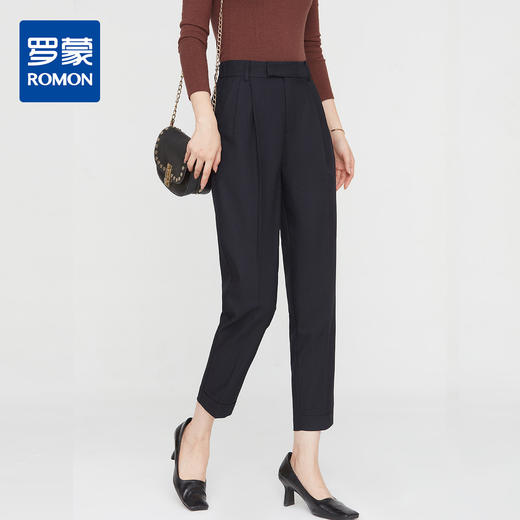 罗蒙春秋女装西裤女士商务通勤休闲百搭修身显瘦直筒小脚裤女西装裤 商品图2