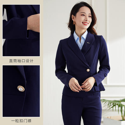 【上衣+裤子】罗蒙春秋款女式套装商务通勤气质大方西服套装女 商品图3