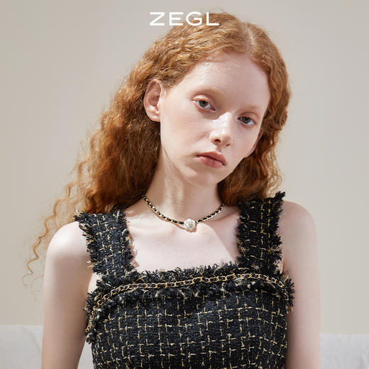 ZEGL小香风山茶花项链女轻奢小众复古法式锁骨链choker项圈脖颈链 商品图3