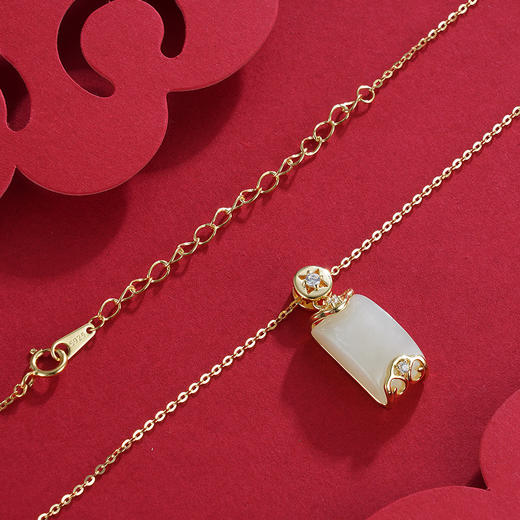 子佩集S925银【无事牌】套链项链【XL020557】镀金和田玉2212 商品图2