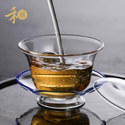 禾器晶彩沁莲盖碗180ml 新品耐热玻璃盖碗单个三才茶碗不烫手沏茶泡茶杯功夫茶具沁莲 商品图1