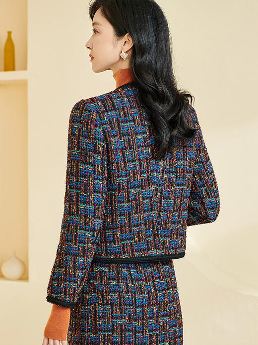 剩L/XL 米思阳2024秋季新款知性优雅宽松短外套气质通勤单排扣上衣女4103 商品图2