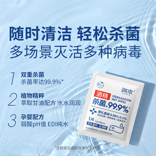润本卫生酒精湿巾随身单独包装儿童成人疫情清洁杀菌抑菌 商品图1
