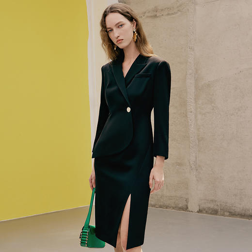 EITIE爱特爱春季新款优雅舒适显瘦开叉连衣裙7307012 商品图2