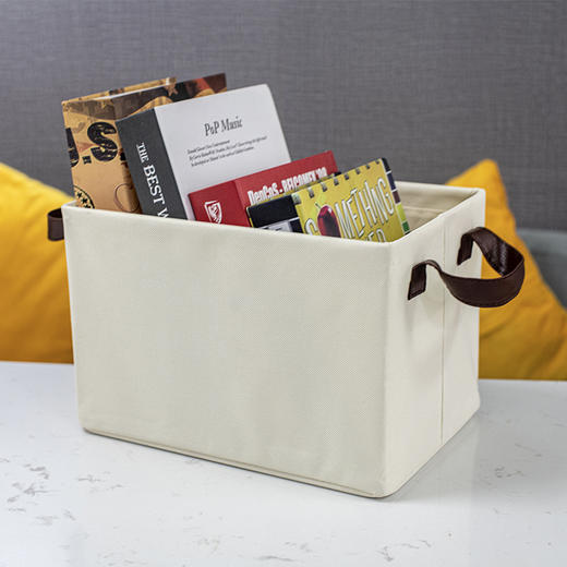 【5折清仓】【自营】新品高质感家庭收纳荔枝纹PU提手丝滑内衬加厚牛津布铁架框收纳箱 商品图3