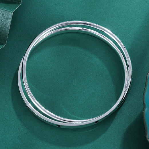 子佩集S999银【致爱】手镯【ZCE049D】两个圈四叶草2212 商品图2