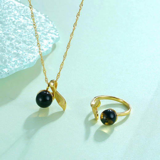 子佩集S925银【仙人泪】套链项链【DSD8142】镀金蓝珀2212 商品图2