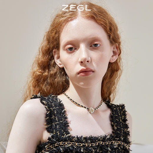 ZEGL小香风山茶花项链女轻奢小众复古法式锁骨链choker项圈脖颈链 商品图2