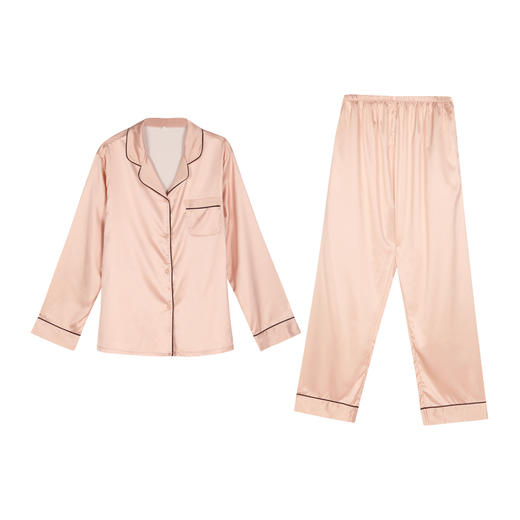 都市丽人哑光弹力色丁薄长袖家居服睡衣新年本命年红品LH31D1 商品图3