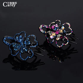 LBE-pf087-2丽莎鸭嘴夹发夹气质满钻花朵发卡韩版盘发一字夹大号发饰