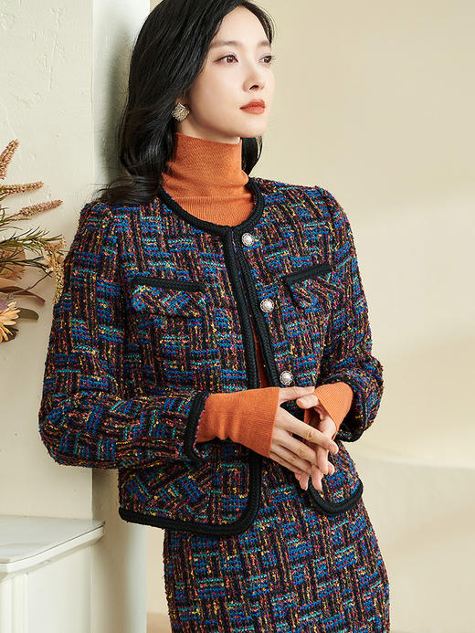 剩L/XL 米思阳2024秋季新款知性优雅宽松短外套气质通勤单排扣上衣女4103 商品图1