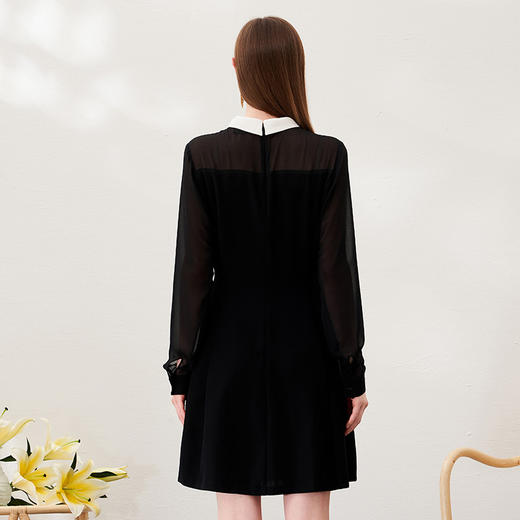 EITIE爱特爱春季新款透视拼接袖时尚优雅连衣裙A2307113 商品图4