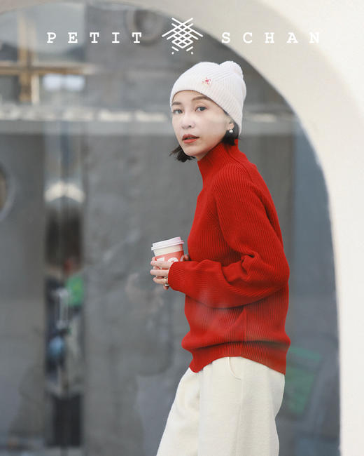 PETIT SCHAN小闪 CLO#126 dawn 曙色 超细美丽诺羊毛立领插肩袖全羊毛针织衫 商品图1