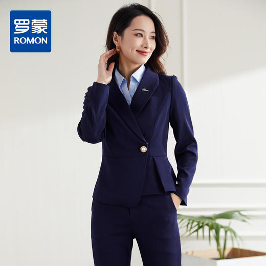 【上衣+裤子】罗蒙春秋款女式套装商务通勤气质大方西服套装女 商品图0