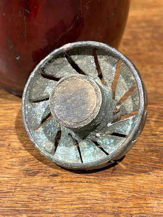 红漆楠木镂空铜盖香瓶，顺丰包邮 商品图8