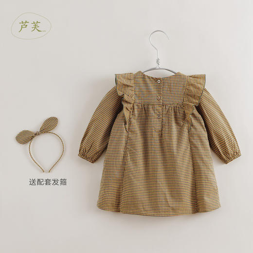 【马克珍妮 芦芙】春装新款 女童纯棉格子长袖连衣裙210567 商品图1