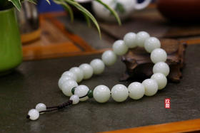 和田玉籽料（白玉）玉珠手持/玉珠19mm