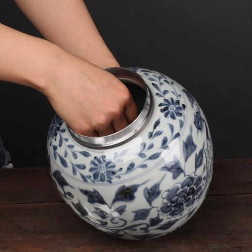 仿古【元·凤穿牡丹纹】锡口茶叶罐 商品图4