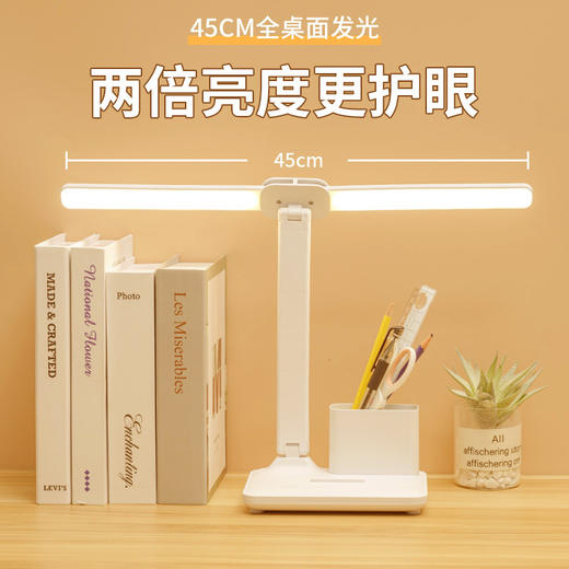双头照明护眼灯 学生柔光护眼台灯 多功能USB插座床头灯 商品图1