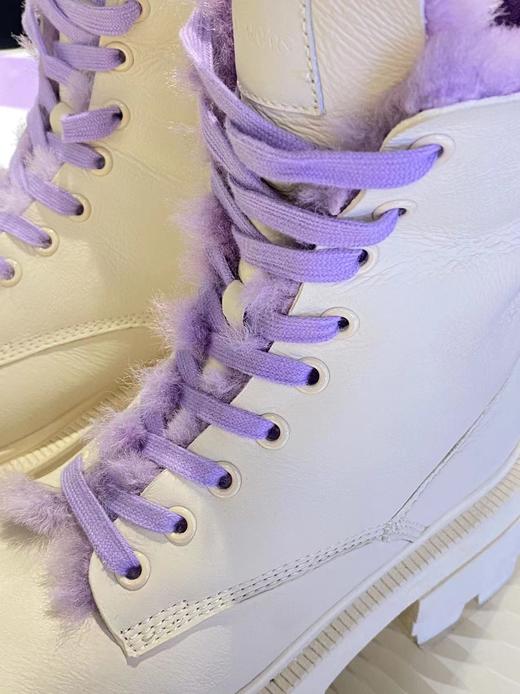 方头皮毛一体绑带面毛双色雪地靴 商品图1