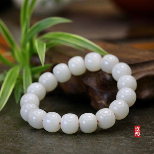 和田玉籽料（白玉）玉珠手串/桶珠13*11mm 商品图1